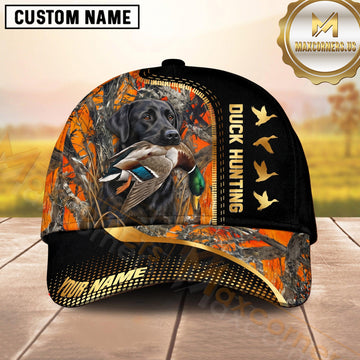Maxcorners Blaze Orange Forest Camo Duck Hunting Dog Cap, Multiple Breeds Personalized Name 3D Cap