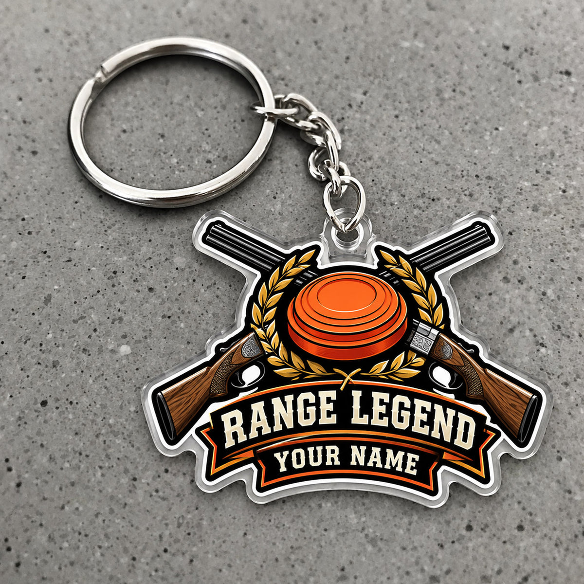 Maxcorners Trap Shooting Range Legend Crossed Shotguns Clay Target Custom Name Custom Gift 2D Flat Acrylic Ornament, Keychain