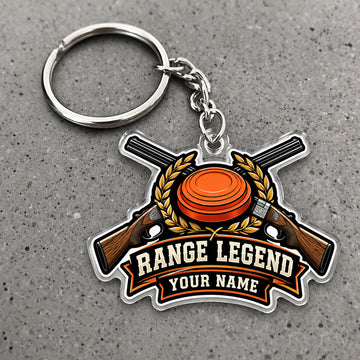 Maxcorners Trap Shooting Range Legend Crossed Shotguns Clay Target Custom Name Custom Gift 2D Flat Acrylic Ornament, Keychain