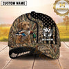 Maxcorners Black Star Flag Wetland Camo Duck Hunting Dog Cap, Multiple Breeds Personalized Name 3D Cap