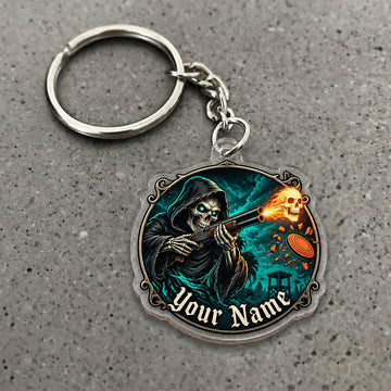 Maxcorners Grim Reaper Ghostly Shotgun Scene Custom Name Trap Shooting Custom Gift 2D Flat Acrylic Ornament, Keychain