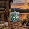 Maxcorners Blue Water Fishing Emblem Personalized Name 2D Acrylic Keychain Ornament (13 Fish Species)
