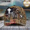 Maxcorners American Flag Cross Marsh Camo Dog Hunting Multicolor Options Personalized Name 3D Cap