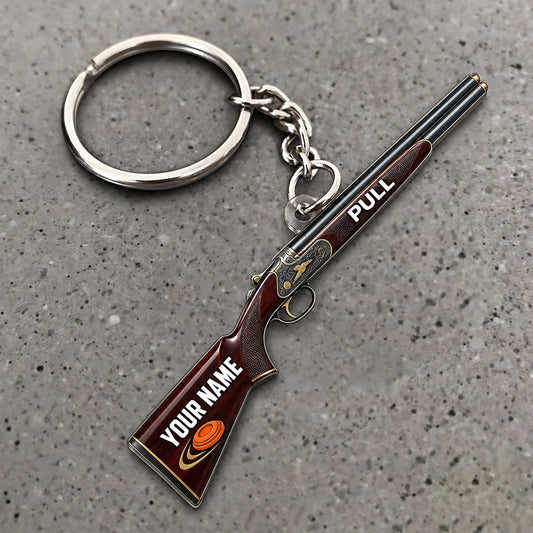 Maxcorners Shotgun Classic Wood Grain Design Custom Name Trap Shooting Custom Gift 2D Flat Acrylic Ornament, Keychain