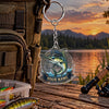 Maxcorners Blue Water Splash Fishing Artwork Personalized Name 2D Acrylic Keychain Ornament (8 Fish Species)