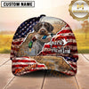 Maxcorners Distressed American Flag Torn Effect Duck Hunting Dog Cap, Multiple Breeds Personalized Name 3D Cap