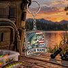 Maxcorners American Flag Fishing Shield Personalized Name 2D Acrylic Keychain Ornament (8 Fish Species)