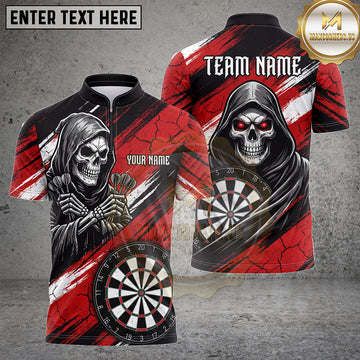 Maxcorners Darts Shirts Grim Reaper Dartboard Distressed Horror Artwork Multiple Options Personalized Name, Team Name 3D Shirt