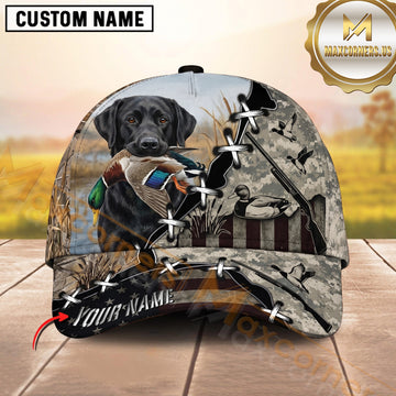 Maxcorners Military Digital Camo Hunting Gear Duck Hunting Dog Cap, Multiple Breeds Personalized Name 3D Cap