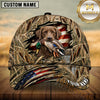 Maxcorners Patriotic Ripped Flag Marsh Camo Dog Hunting Multicolor Options Personalized Name 3D Cap