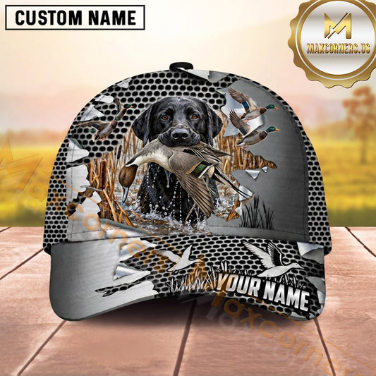 Maxcorners Dog Hunting And Duck Hunting Metallic Mesh Waterfowl Artwork Multiple Options Personalized Name 3D Cap