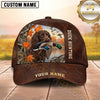 Maxcorners Autumn Leaves Brown Leather Duck Hunting With Dogs Multi Options Personalized Name 3D Cap