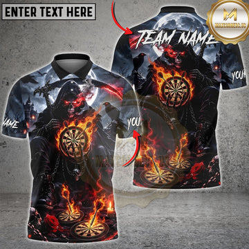 Maxcorners Darts Grim Reaper Flaming Dartboard Multiple Options Personalized Name, Team Name 3D Shirt