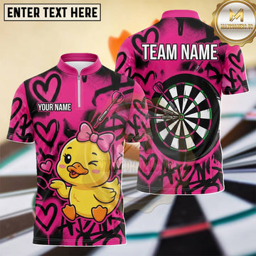 Maxcorners Cute Duckling Graffiti Heart Dartboard Multiple Options Personalized Name, Team Name 3D Shirt