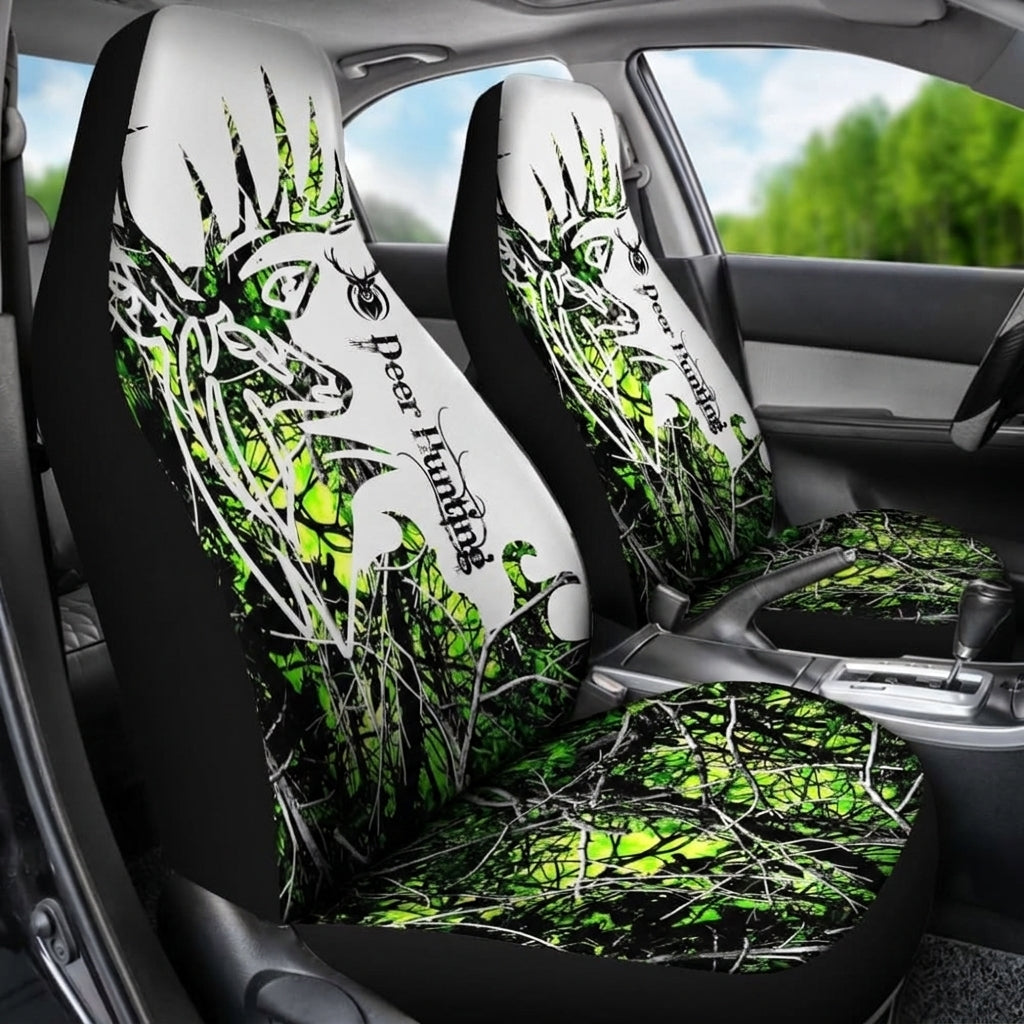 Maxcorners Green Deer Skull Hunting Camo Car Seat Covers