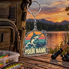 Maxcorners Retro Sunset Stripes Fishing Artwork Personalized Name 2D Acrylic Keychain Ornament (8 Fish Species)