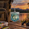 Maxcorners Blue Water Fishing Emblem Personalized Name 2D Acrylic Keychain Ornament (13 Fish Species)