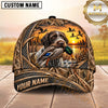 Maxcorners Golden Sunset Honeycomb Camo Duck Hunting Dog Cap, Multiple Breeds Personalized Name 3D Cap
