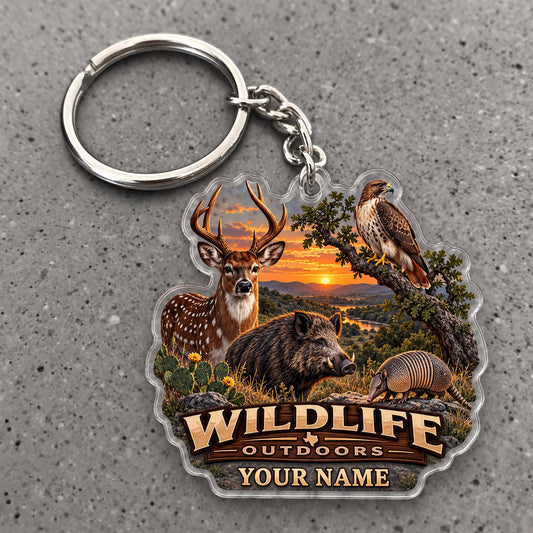 Maxcorners Wildlife Outdoors Deer Bear Eagle Sunset Custom Name Trap Hunting Custom Gift 2D Flat Acrylic Ornament, Keychain