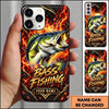 Maxcorners Fishing Flaming Carbon Fiber Artwork Multiple Options Personalized Name Phone Case (13 Fish Species)