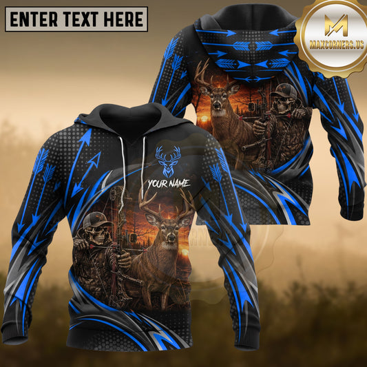 Maxcorners Bow Hunting Black Whitetail Deer Archer Multiple Options Personalized Name 3D Hoodie (4 Colors)