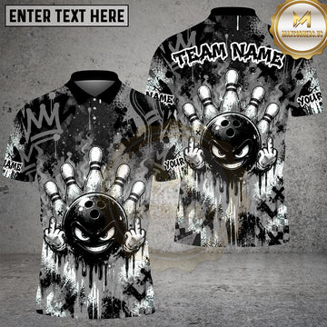 Maxcorners Bowling Angry Ball Middle Finger Graffiti Multiple Options Personalized Name, Team Name 3D Shirt
