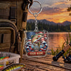 Maxcorners Patriotic American Flag Fishing Artwork Personalized Name 2D Acrylic Keychain Ornament (8 Fish Species)