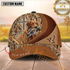 Maxcorners Cross Layered Leather Marsh Camo Dog Hunting Multicolor Options Personalized Name 3D Cap