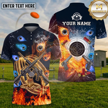 Maxcorners Shooting Sports Flaming Crossed Rifles Ammunition Multiple Options Personalized Name, Team Name 3D Shirt