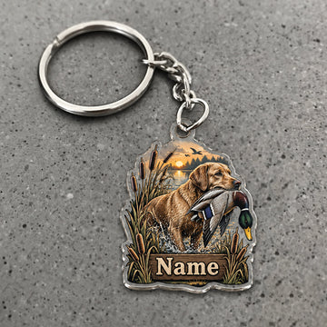 Maxcorners Duck Hunting Dog Marsh Grass Scene Custom Name Trap Hunting Custom Gift 2D Flat Acrylic Ornament, Keychain