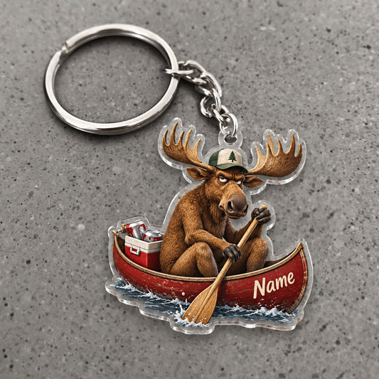 Maxcorners Deer Canoe Paddling Outdoor Adventure Custom Name Trap Hunting Custom Gift 2D Flat Acrylic Ornament, Keychain