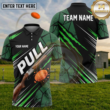 (5 Colors) Maxcorners Trap Shooting PULL Shotgun Clay Target Speed Lines Multiple Options Personalized Name, Team Name 3D Shirt