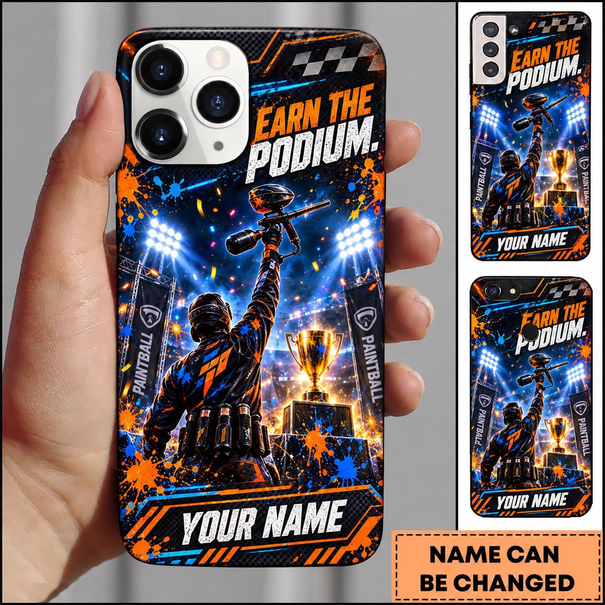 Maxcorners Paintball Earn The Podium Team Players Personalized Name 3D Phone Case