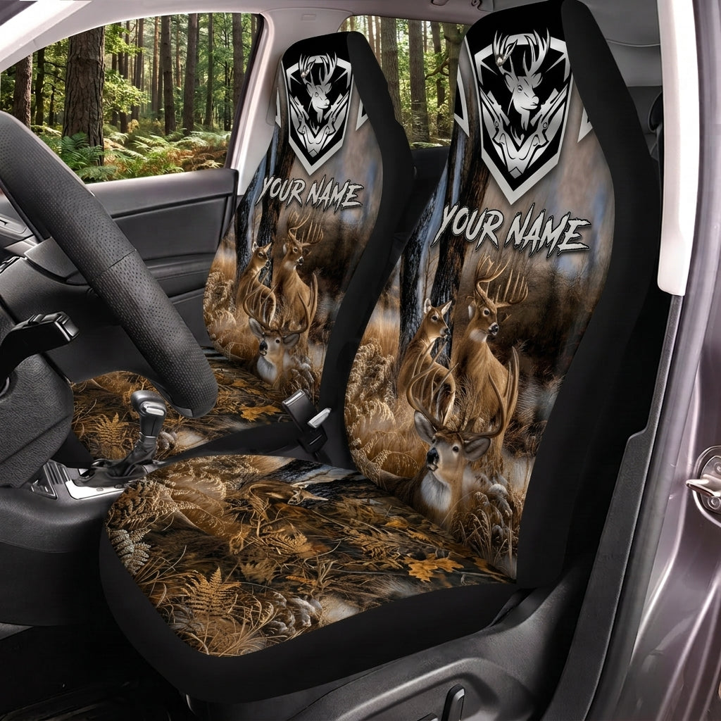 Maxcorners Deer Hunting Skull Rustic Forest Personalized Name Car Seat Covers