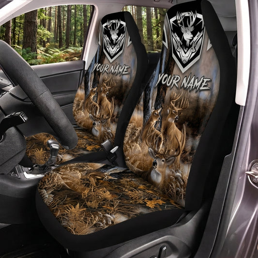 Maxcorners Deer Hunting Skull Rustic Forest Personalized Name Car Seat Covers