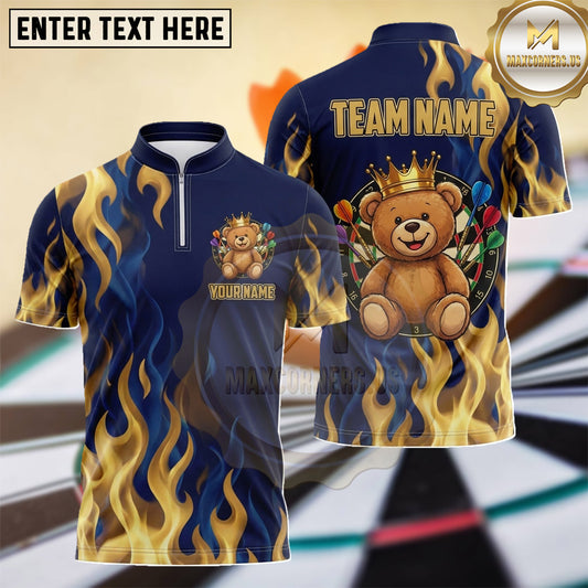 Maxcorners Teddy Bear Royal Flame Multiple Options Personalized Name, Team Name 3D Shirt