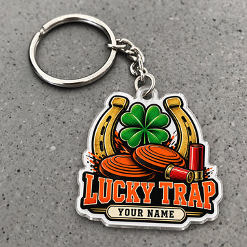 Maxcorners Trap Shooting Lucky Trap Horseshoe Clover Clay Target Custom Name Custom Gift 2D Flat Acrylic Ornament, Keychain