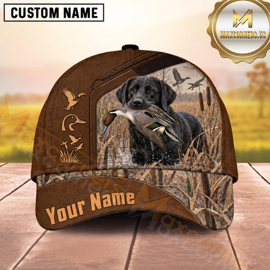 Maxcorners Dog Hunting And Duck Hunting Vintage Wildlife Pattern Multiple Options Personalized Name 3D Cap