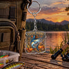 Maxcorners Autumn Leaves Fishing Artwork Personalized Name 2D Acrylic Keychain Ornament (8 Fish Species)