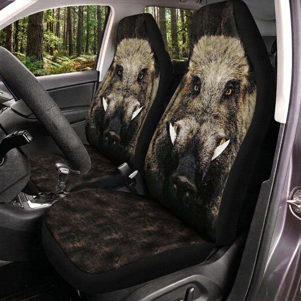 Maxcorners Wild Boar Hunting Dark Forest Car Seat Covers