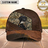 Maxcorners Rustic Leather Diagonal Marsh Camo Duck Hunting With Dogs Multi Options Personalized Name 3D Cap