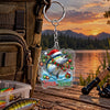 Maxcorners Christmas Holiday Fishing Artwork Personalized Name 2D Acrylic Keychain Ornament (8 Fish Species)