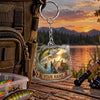Maxcorners Golden Sunset Fishing Landscape Personalized Name 2D Acrylic Keychain Ornament (8 Fish Species)
