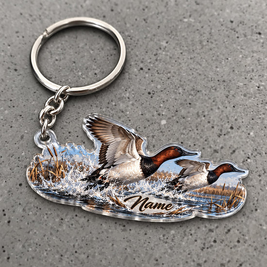 Maxcorners Flying Ducks Icy Water Scene Custom Name Trap Hunting Custom Gift 2D Flat Acrylic Ornament, Keychain