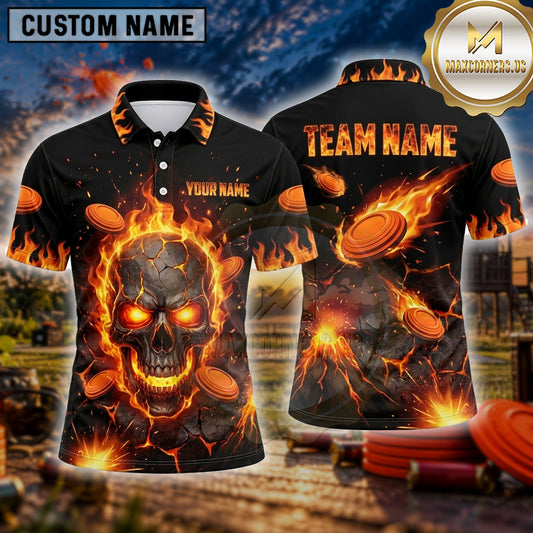 Maxcorners Trap Shooting Shirt Flaming Skull Multiple Options Personalized Name, Team Name 3D Shirt