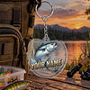 Maxcorners Minimalist Fishing Silhouette Personalized Name 2D Acrylic Keychain Ornament (8 Fish Species)
