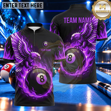 Maxcorners Mythical Phoenix Fire Wings Billiards Multiple Options Personalized Name, Team Name 3D Shirt
