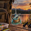 Maxcorners Rustic Fishing Gear Artwork Personalized Name 2D Acrylic Keychain Ornament (8 Fish Species)