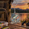 Maxcorners American Flag Fishing Shield Personalized Name 2D Acrylic Keychain Ornament (8 Fish Species)