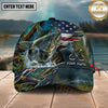 Maxcorners Personalized Fishing Cap with American Flag, Camo Lake Scene, Fishing Hook and Custom Name 3D Cap (12 Species)